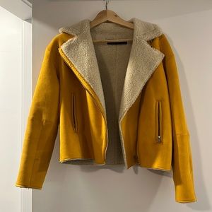 Zara yellow sherpa, suede jacket